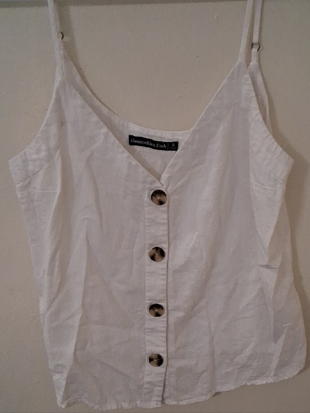 Abercrombie & Fitch Cream Button-Front Spaghetti Strap Cami